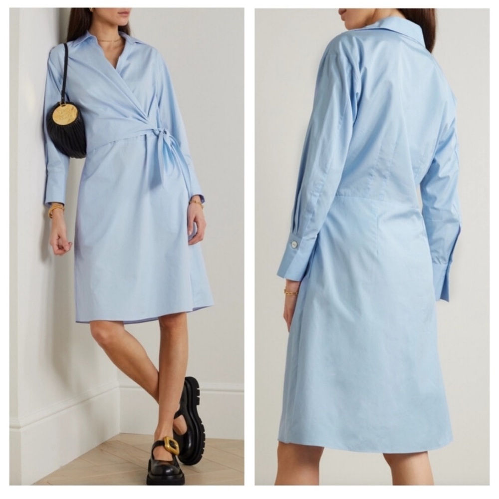 Vince Wrap Knotted Shirt Dress Blue Size 12